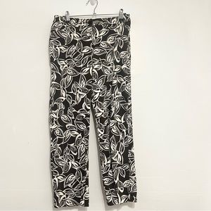 JONES NEW YORK Signature Women Crop Pant Brown Floral Stretch Flat Front Size PM